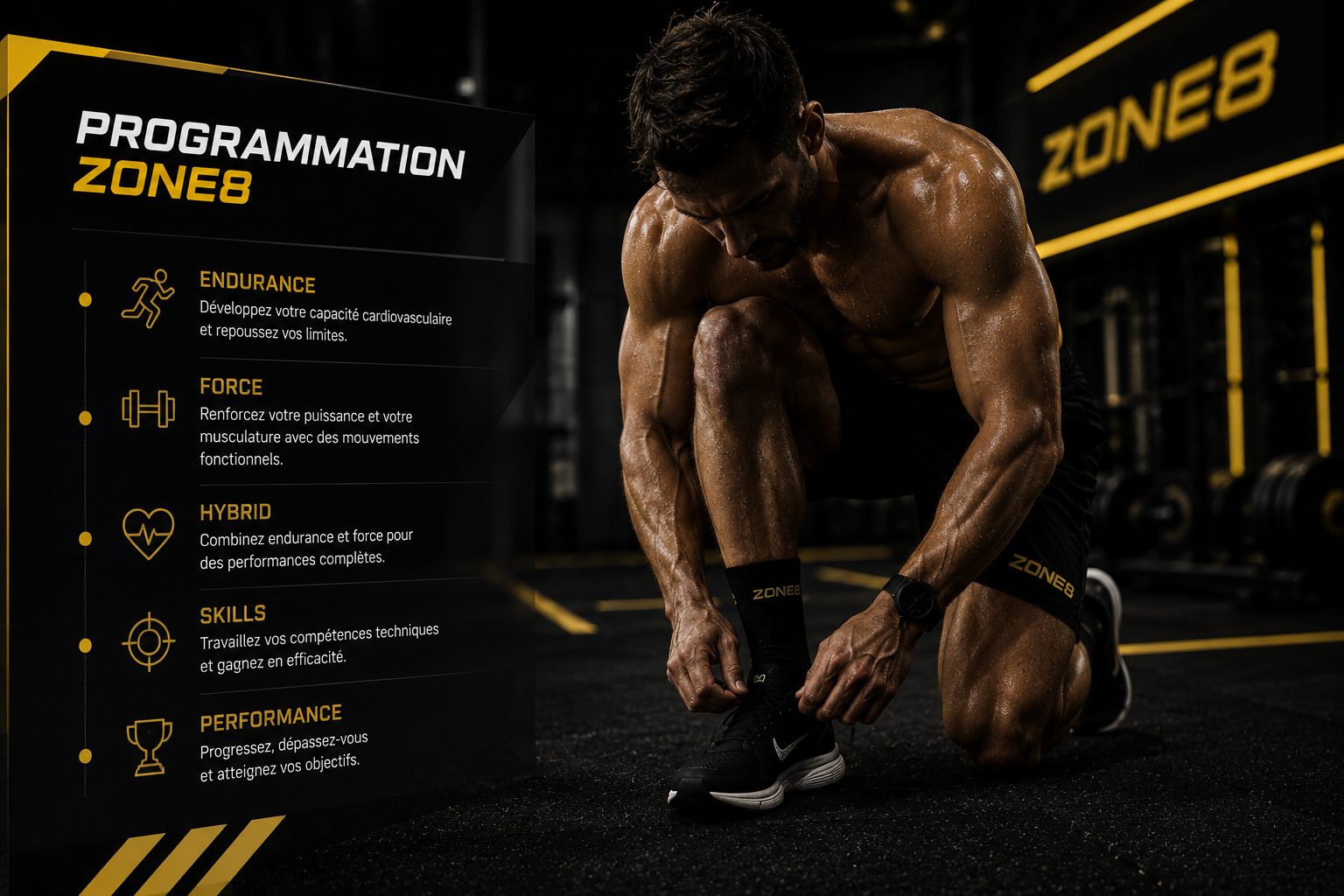 Programmation ZONE8 : endurance, force, hybrid, skills, performance